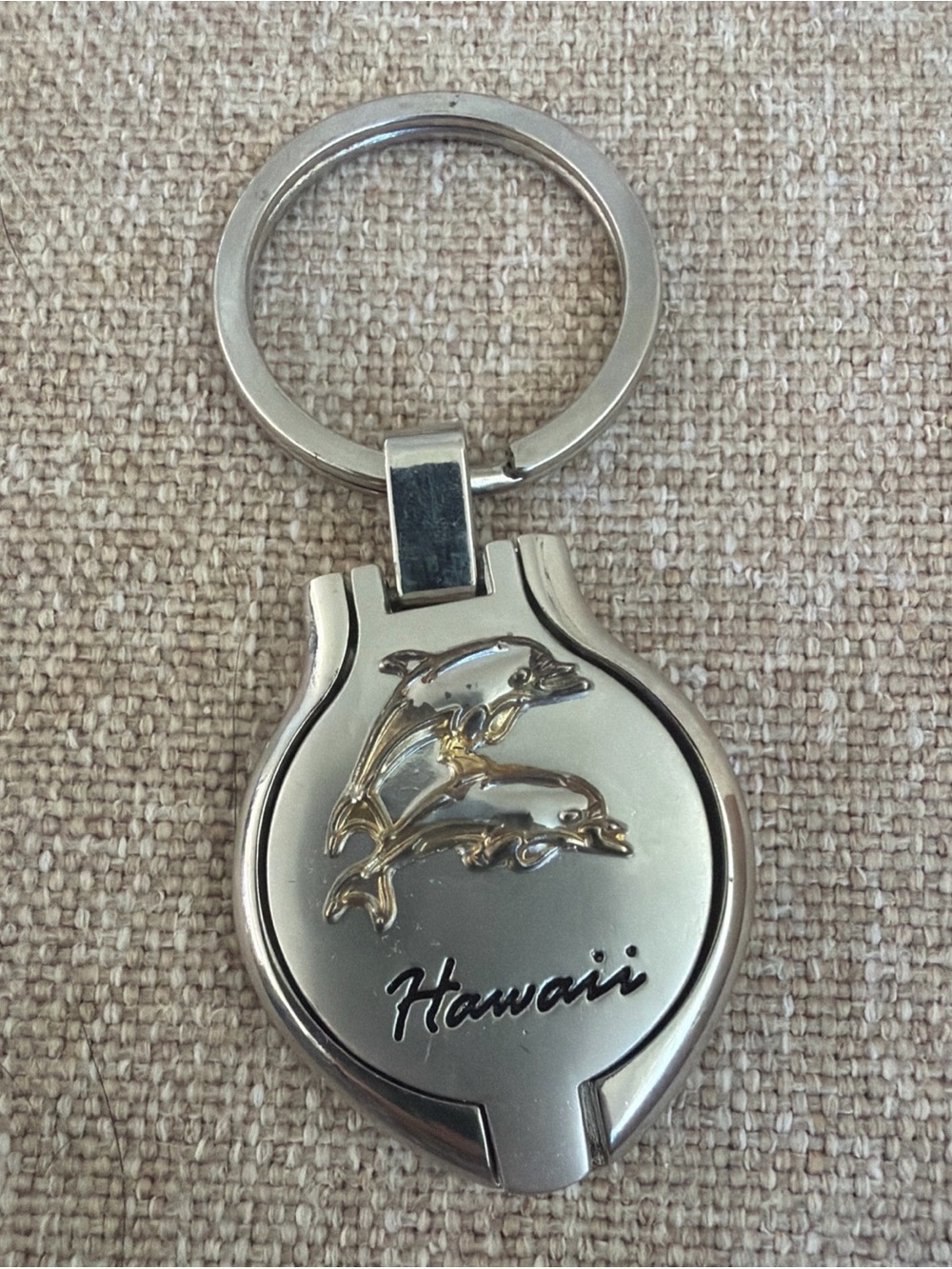 Hawaii Dolphin Locket Mirror Keychain Silver